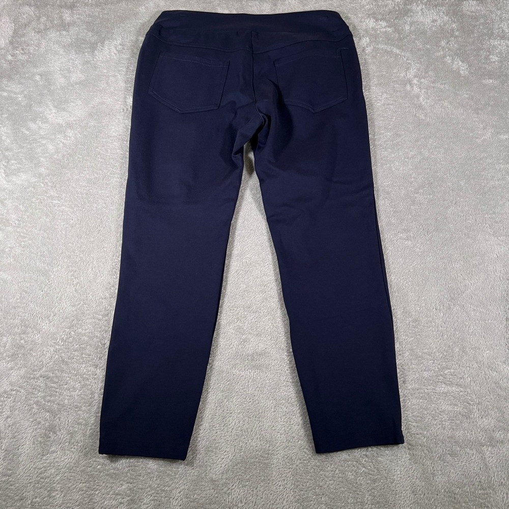 Allison Izu Pants Womens Large Navy Blue Pull On Stretch Slim Fit Tapered Career - Picture 2 of 8